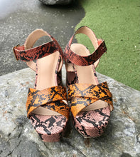 Load image into Gallery viewer, H&amp;M SNAKESKIN WEDGE PLATFORMS
