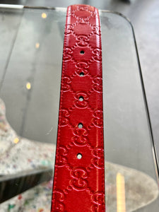 GUCCI SIGNATURE LEATHER BELT Red