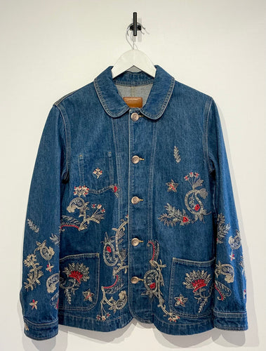 ZARA Premium Denim Collection Embroidered Denim Jacket