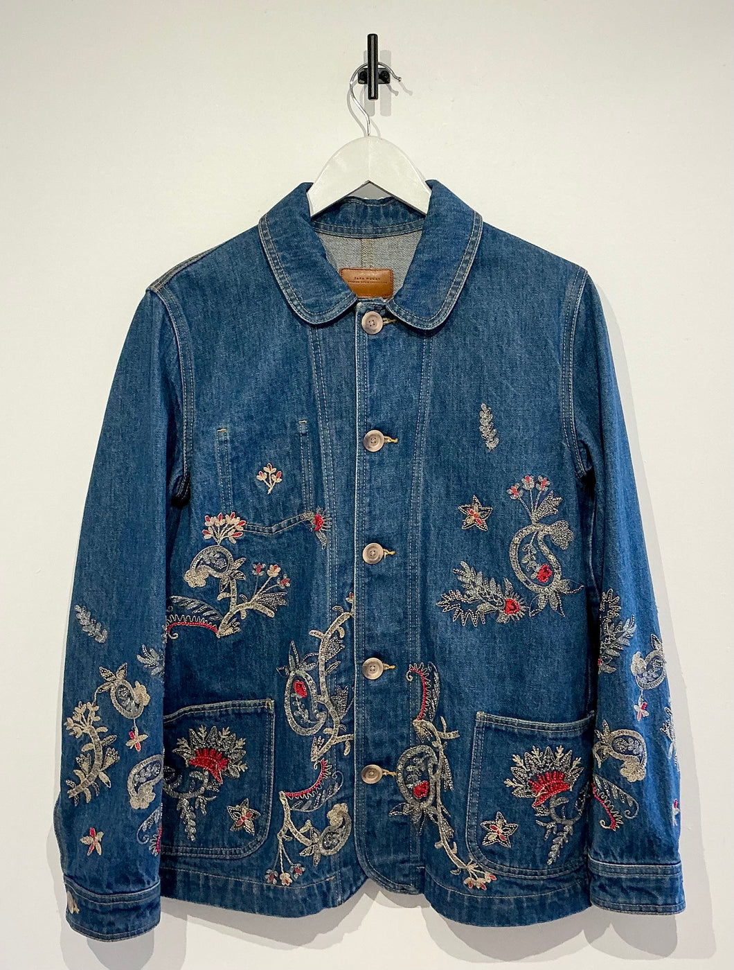 ZARA Premium Denim Collection Embroidered Denim Jacket