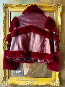 STOLEN GIRLFRIENDS CLUB Moto Queen Shearling Jacket Burgundy
