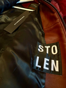 STOLEN GIRLFRIENDS CLUB Moto Queen Shearling Jacket Burgundy
