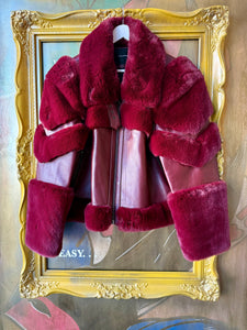 STOLEN GIRLFRIENDS CLUB Moto Queen Shearling Jacket Burgundy