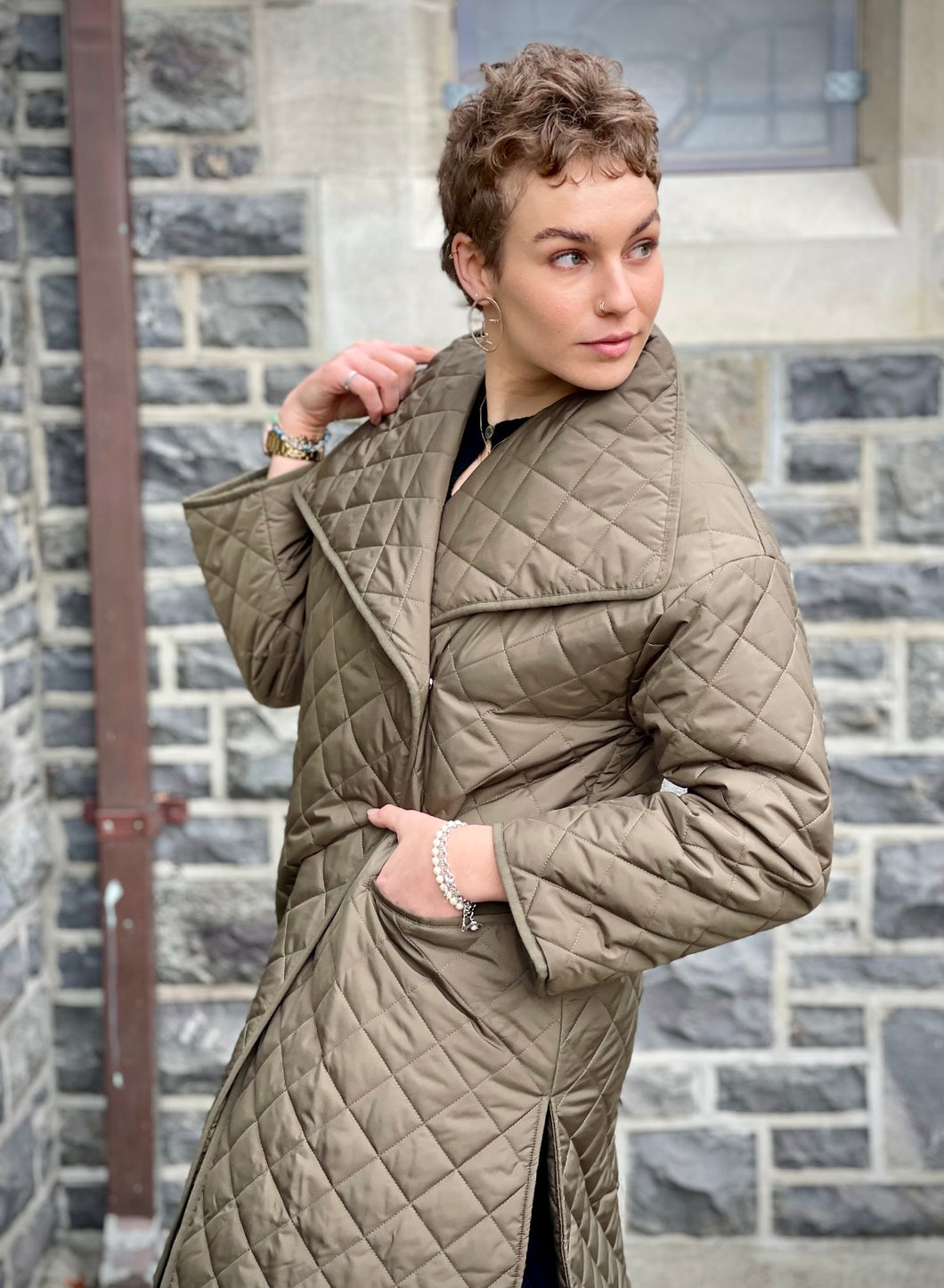 TOTEME Khaki Quilted Coat