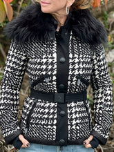 Load image into Gallery viewer, MONCLER GRENOBLE Mongie Shearling Trim Jacquard Down Ski Jacket Black