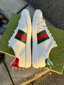GUCCI White Pearl Stud New Ace Sneakers