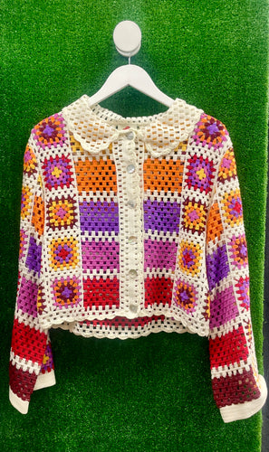 FARM RIO Multi Coloured Crochet Cardi
