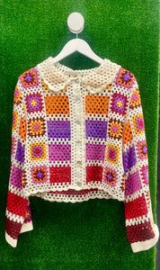 FARM RIO Multi Coloured Crochet Cardi