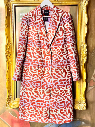 SMYTHE Peaked Lapel Overcoat In Lavender/Rust Leopard