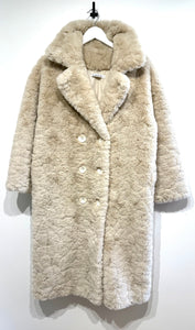 BRAVE + TRUE Faux Fur Double Breasted Coat Beige