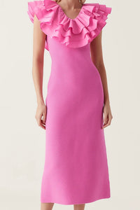 aje transcendent ruffle midi dress Transcendent Ruffle Midi Dress | Black