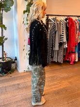 Load image into Gallery viewer, LEATHER GALLERY Fringed Jacket Suede Black