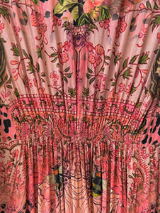 SHERYL MAY Pink Floral/Leopard Print Long Sleeve Maxi Dress