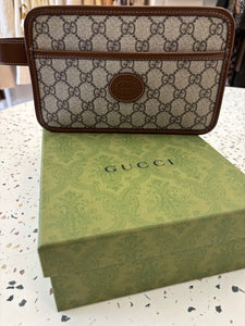 GUCCI ORIGINAL GG Supreme Canvas Travel Case Brown
