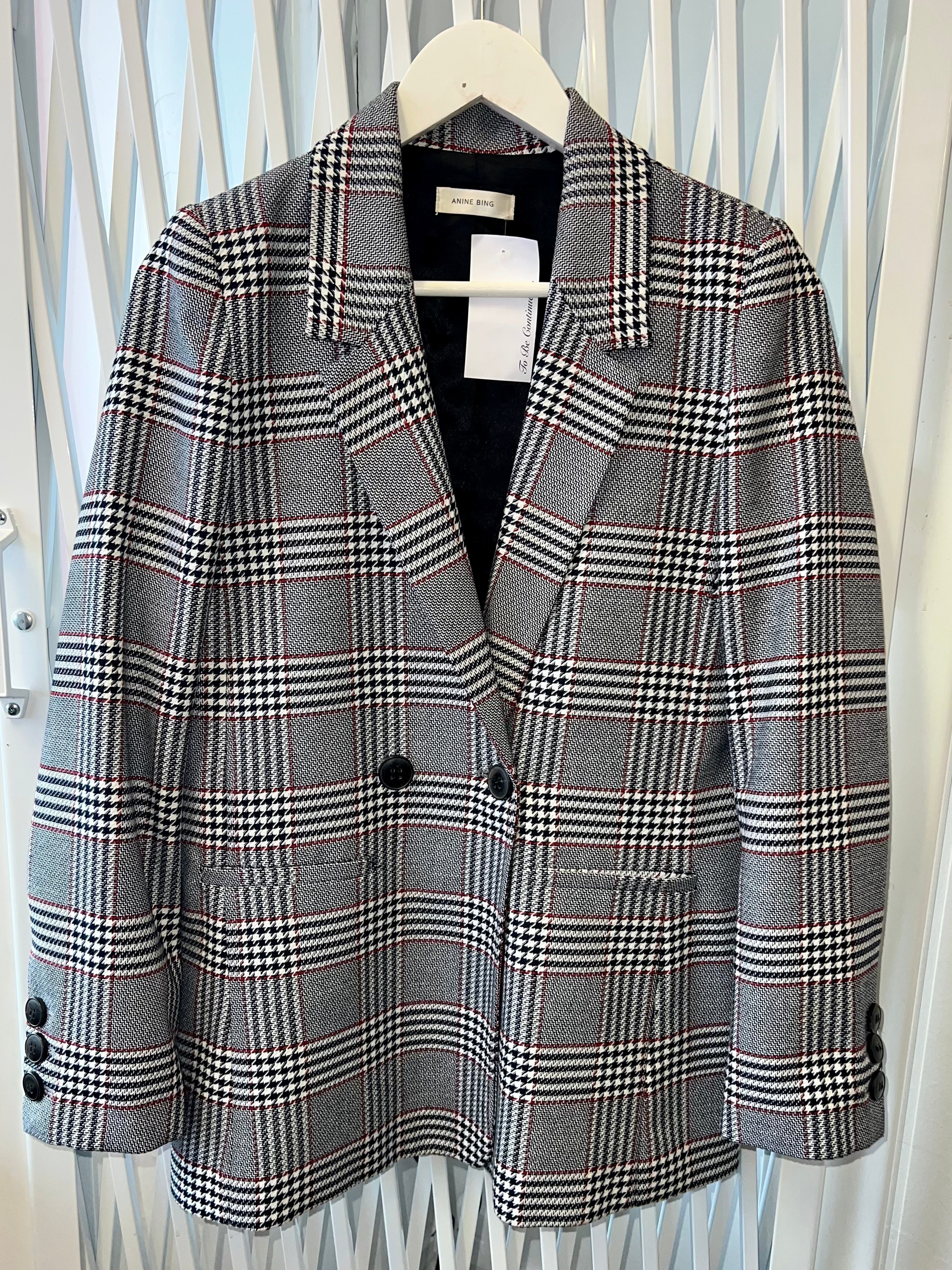 ANINE BING MADELINE TWEED BLAZER Black Red White To Be