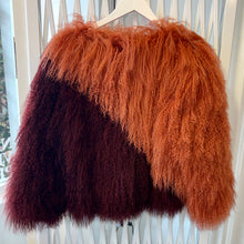 Load image into Gallery viewer, H BRAND DION 2 TONE FUR JACKET IN RUST/BURGUNDY