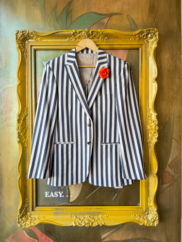 CUTLER BLAZER Blue Natural Stripe