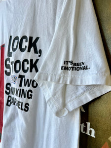 VINTAGE MENS LOCK STOCK AND TWO SMOKING BARRELS TEE WHITE