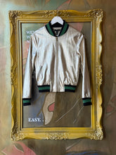 Load image into Gallery viewer, AQUA Bomber Jacket Faux Leather Gold