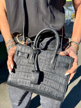 Load image into Gallery viewer, SAINT LAURENT Sac De Jour Crocodile Embossed Leather Black