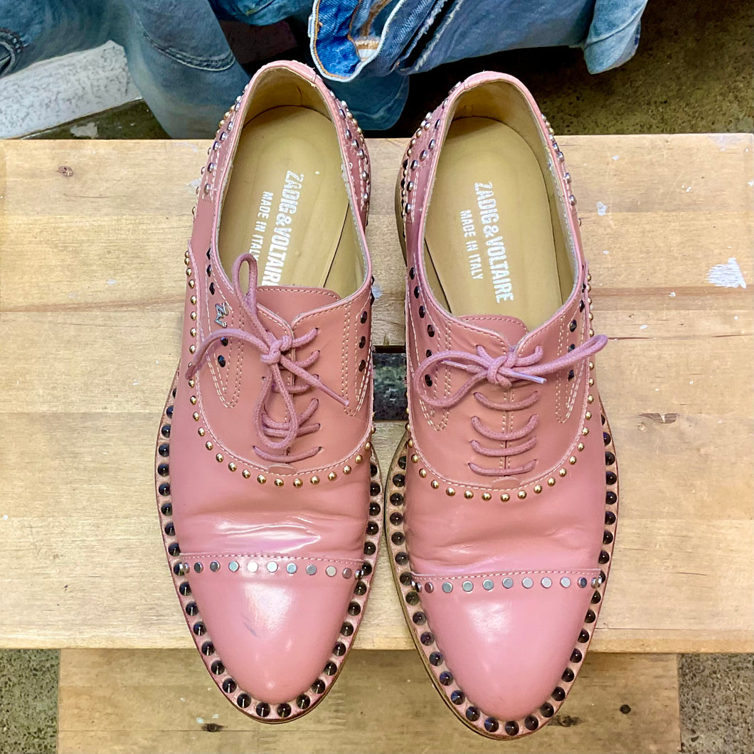 ZADIG & VOLTAIRE PINK STUDDED OXFORDS