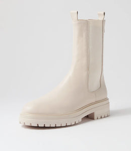 MOLLINI ARMADIL CREAM LEATHER CHELSEA BOOTS