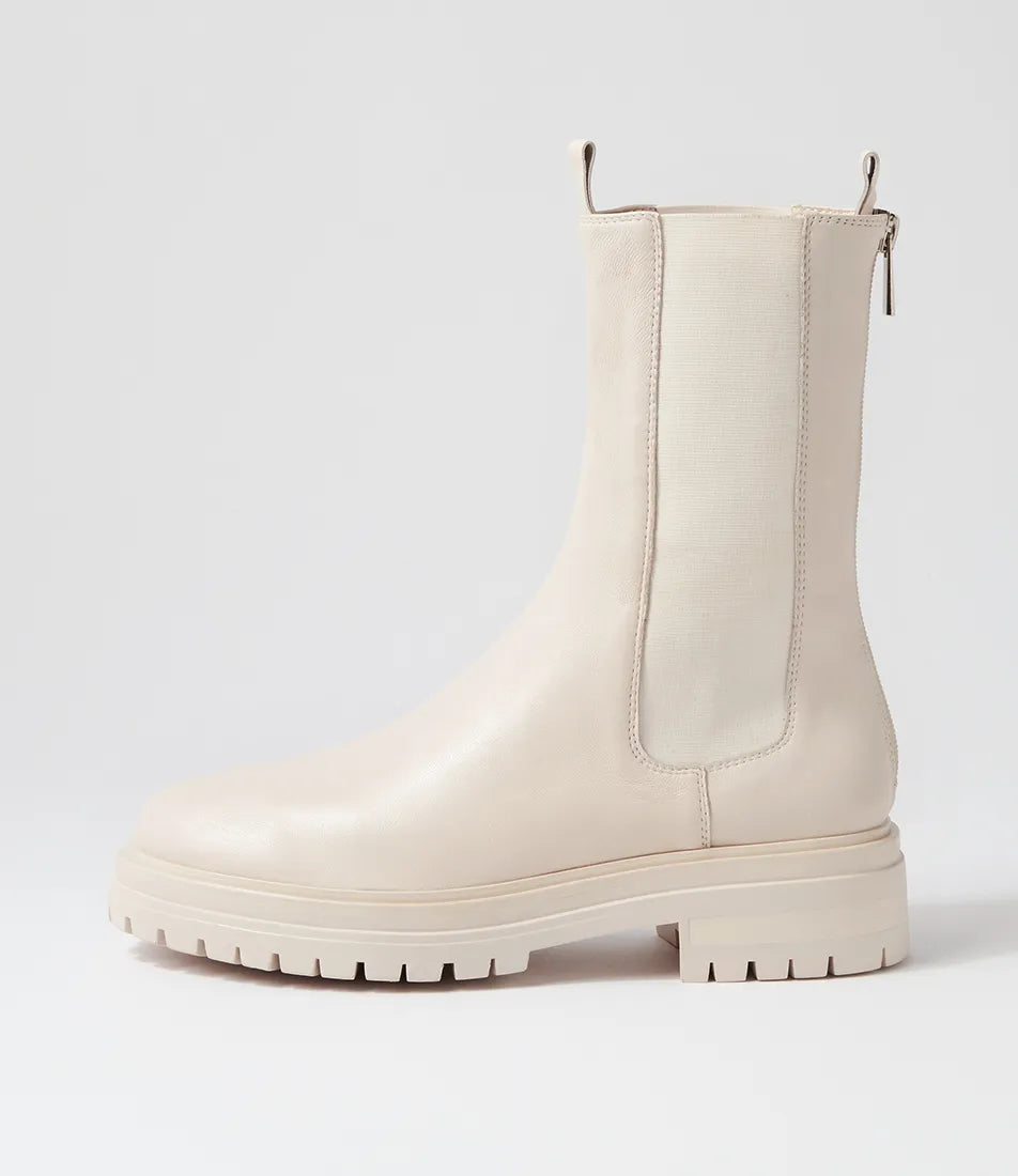 MOLLINI ARMADIL CREAM LEATHER CHELSEA BOOTS