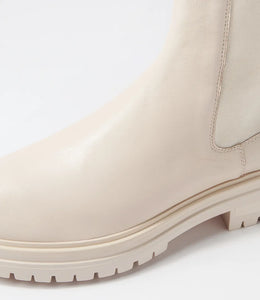 MOLLINI ARMADIL CREAM LEATHER CHELSEA BOOTS