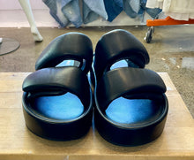 Load image into Gallery viewer, ALIAS MAE Leather Velcro Slides Black