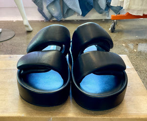 ALIAS MAE Leather Velcro Slides Black