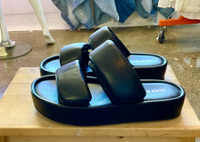 Load image into Gallery viewer, ALIAS MAE Leather Velcro Slides Black