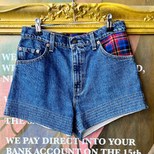 Load image into Gallery viewer, LEVIS DENIM SHORTS WITH TARTAN DETAILING