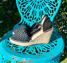 Load image into Gallery viewer, ESTILO EMPORIO Basket Espadrille Wedge Black