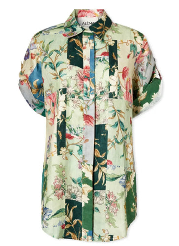 ALÉMAIS Loretta Floral Short Sleeve Shirt Sage Floral