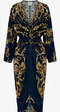 Load image into Gallery viewer, CAMILLA Long Split Front Twist Dress in Moonlight Melodies