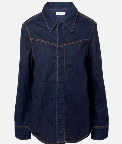 VICTORIA BECKHAM Denim Shirt With Reverse Yoke Detailing in Dark Indigo