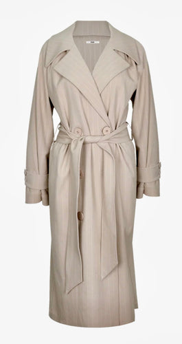 RUBY Jemima Trench Coat Camel Pinstripe