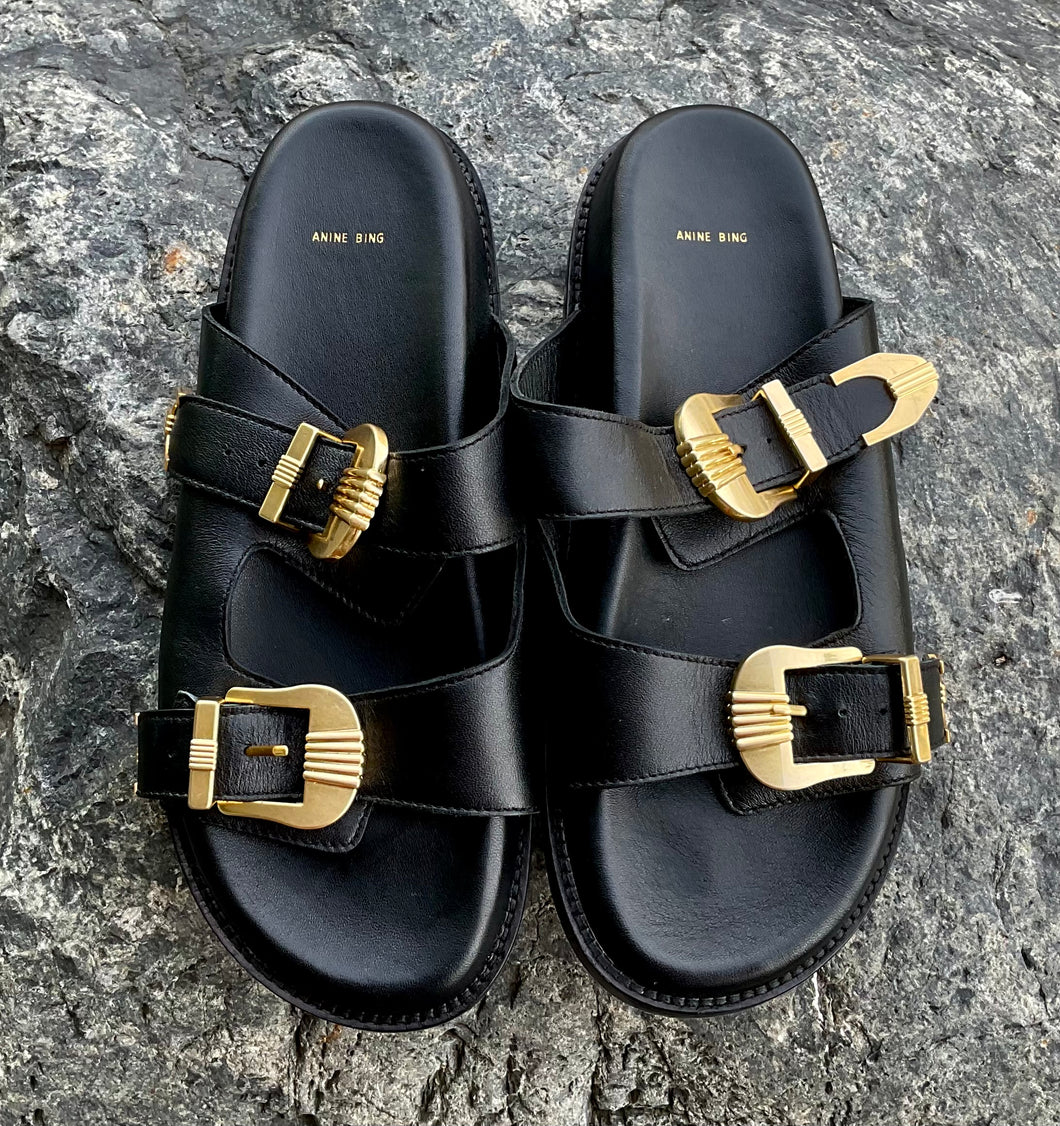 ANINE BING Waylon Slides Black