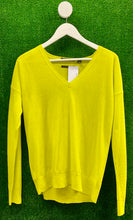 Load image into Gallery viewer, COUNTRY ROAD V Neck Merino Silk Knit Lime Fluro