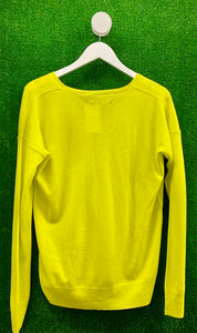 COUNTRY ROAD V Neck Merino Silk Knit Lime Fluro