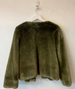 LE STREGHE Faux Fur Jacket Olive