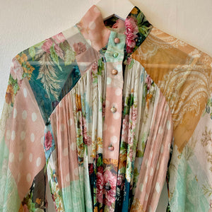 ZIMMERMANN Wavelength Smock Mini Dress Patchwork Floral