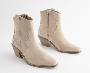 Next Suede Cowboy Boot in Neutral