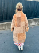 Load image into Gallery viewer, MARC CAIN Fleecy Patchwork Coat Apricot - Beige