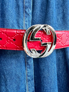 GUCCI SIGNATURE LEATHER BELT Red